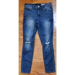 Aeropostale Womens Mid Rise Jegging Medium Wash Size 6 Distressed Ripped Knees